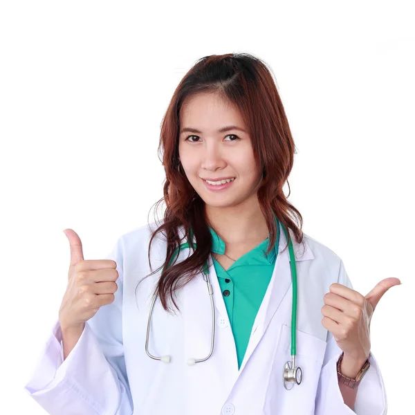 Ärztin isoliert weißen Hintergrund — Stockfoto