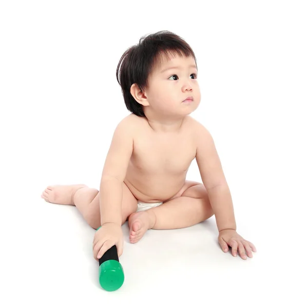 Adorable newborn baby isolated white background — Stock Photo, Image