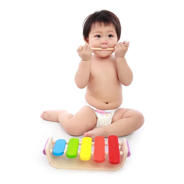 Adorable newborn baby isolated white background — Stock Photo, Image