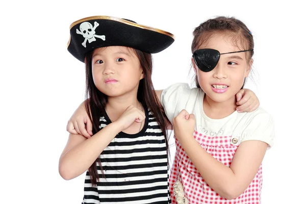 Pirate fille isolé fond blanc — Photo