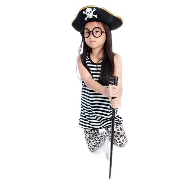 Pirata chica aislado fondo blanco — Foto de Stock