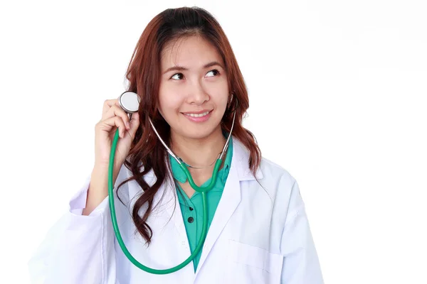 Mujer médico aislado fondo blanco — Foto de Stock