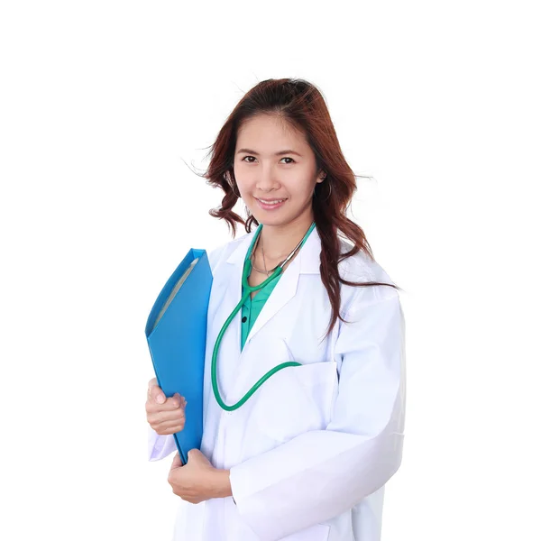 Mujer médico aislado fondo blanco — Foto de Stock