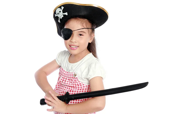 Pirate girl isolated white background Royalty Free Stock Photos