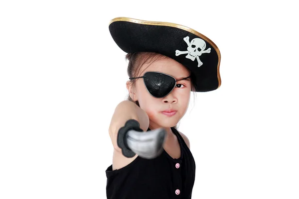 Pirate girl isolated white background Stock Picture