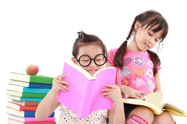 Student little asian girl reading a book — Stock Photo, Image