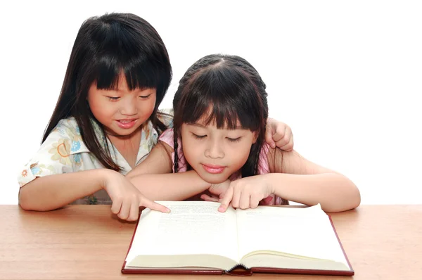 Intelligent little girl reading a book — Stock Photo, Image