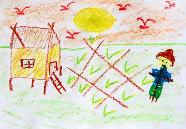 Målning av 6 år gamla barn — Stockfoto