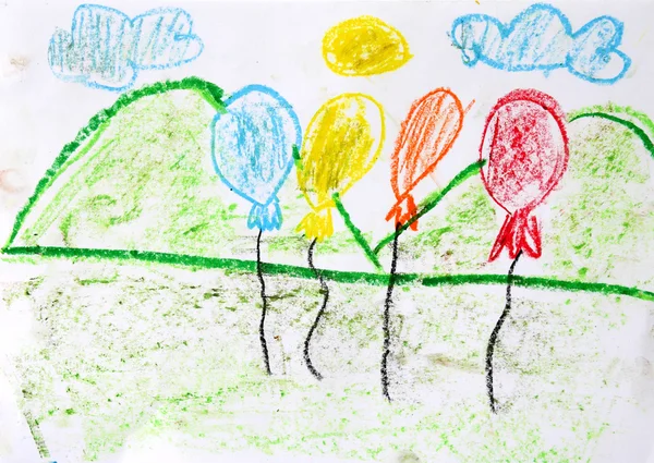 Målning av 6 år gamla barn — Stockfoto