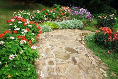 yol ve park çiçekler