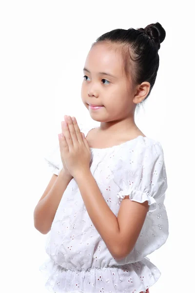 Littile menina vestir-se com estilo tailandês tradicional — Fotografia de Stock