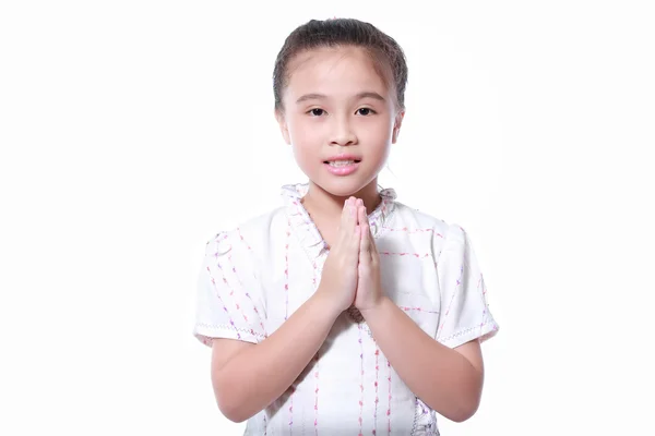 Littile menina vestir-se com estilo tailandês tradicional — Fotografia de Stock