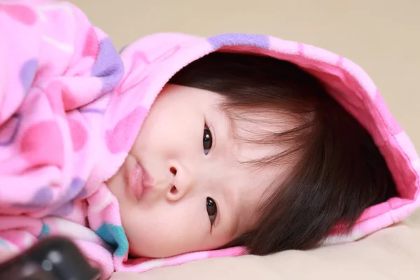 Baby girl in the bed — Stock Photo, Image