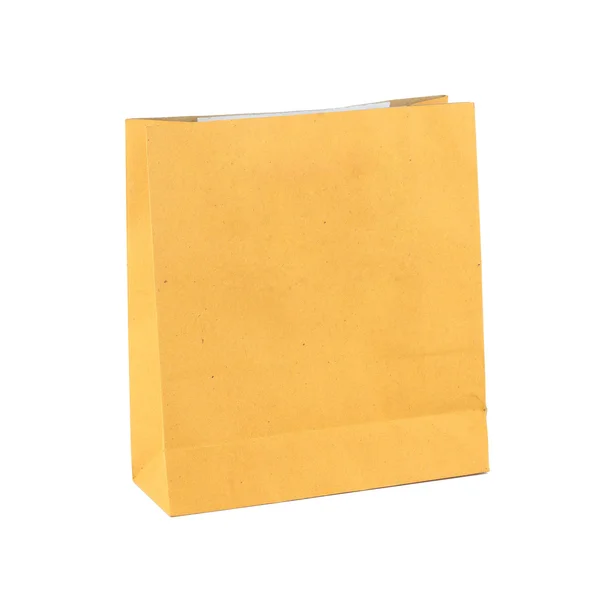 Recycle bruine papieren zak geïsoleerd op witte achtergrond — Stockfoto
