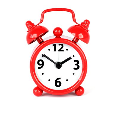 Beyaz arkaplanda kırmızı alarm saati