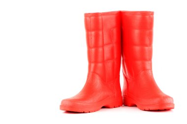 Beyaz arka plan üzerinde izole kırmızı rainboots