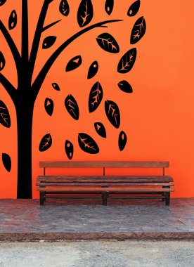 ağaç boş duvara Vintage tezgah