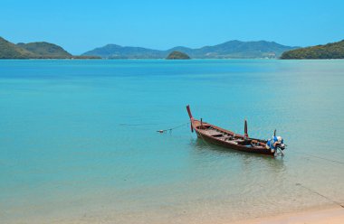 ahşap tekne plaj ve deniz, phuket Tayland