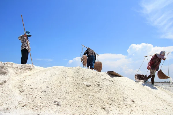 Menschen, die im Salzstock arbeiten — Stockfoto