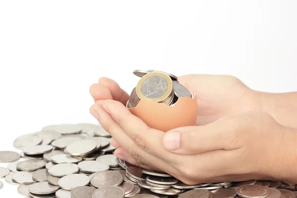 Hand holding coin — Stock Photo, Image