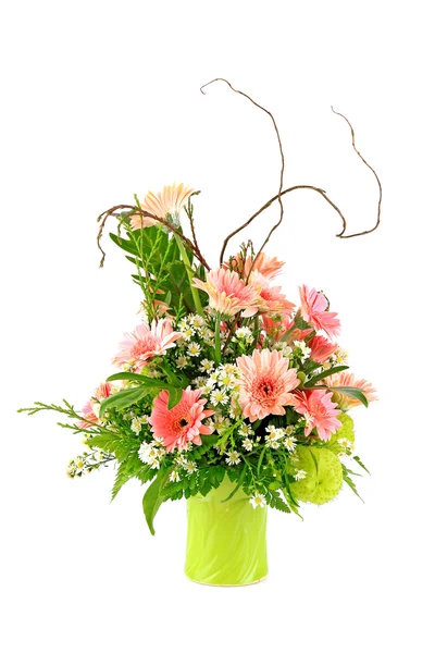 Vase of flowers on white background — Stock Photo, Image