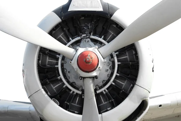 9 cilinder radiaal motor van oude vliegtuig met cliping pad — Stockfoto