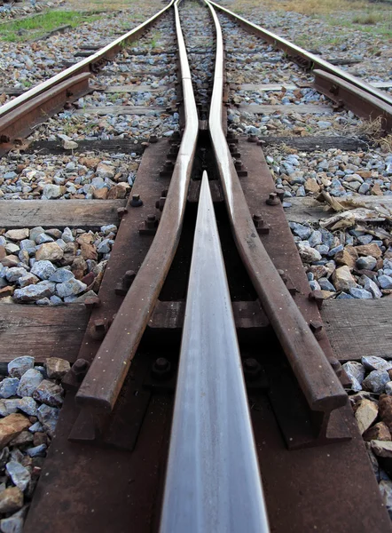 Demiryolu rayları Close-Up — Stok fotoğraf