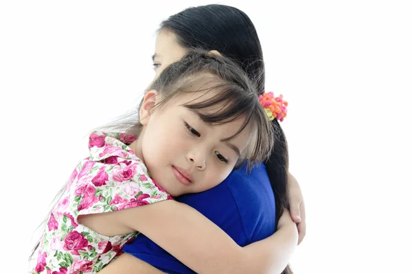 Close Up Of Affectionate Mother And Daughter on white isolated background — Stock Photo, Image