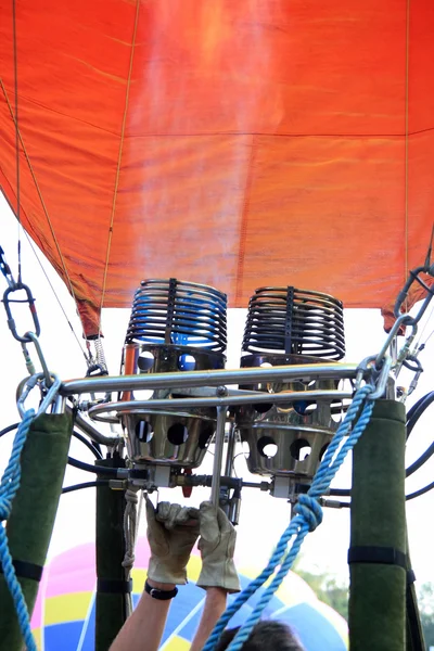 Hand on Hot Air Balloon burners — Stock Photo, Image