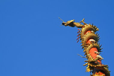 Chinese Dragon under blue sky clipart