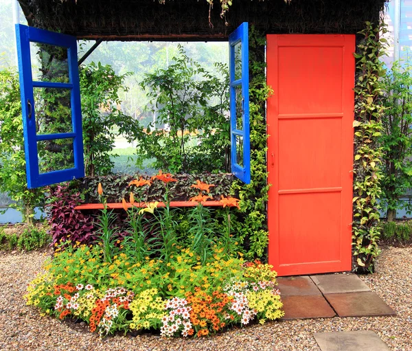 Beautiful open window and door — Stock Photo, Image