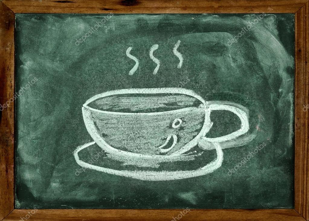Chalk drawing of coffee cup on the blackboard — Stock Photo