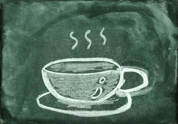 Chalk drawing of coffee cup on the blackboard — Stock Photo, Image