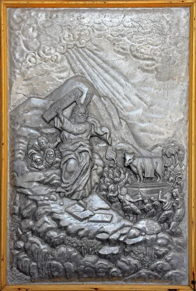 Christ silver carve art, The 10 Commandments — Stock Photo, Image