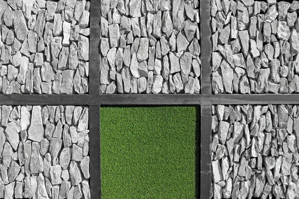 Arte moderno pared hierba y piedra textura —  Fotos de Stock