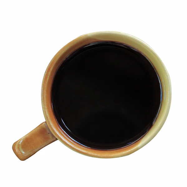 Вид сверху на изолированную чашку кофе с дорожкой для стрижки — стоковое фото
