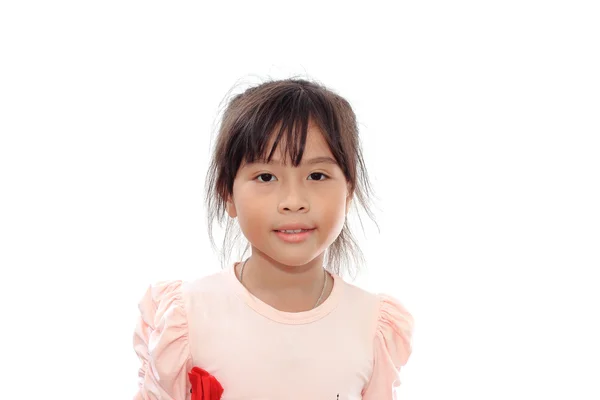 Sweet happy little asian girl on white background — Stock Photo, Image