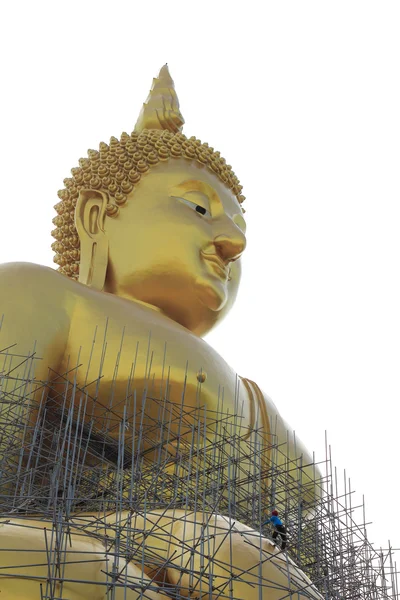 Painter working on golden buddha — Stock Photo, Image