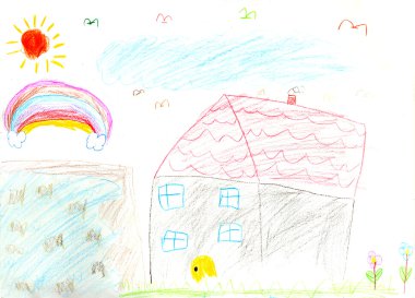 kağıt üzerinde çocuğun boyama