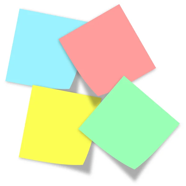 Post it note 4 color overlap — Stock Photo, Image