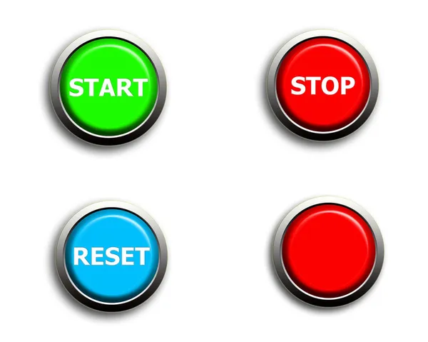 Start stop reset and blank buttons — Stock Photo, Image