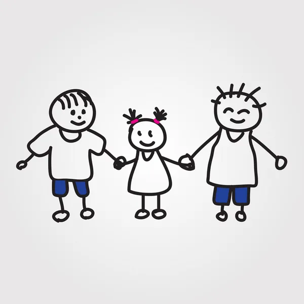 Children vector hand drawn — Stock Vector