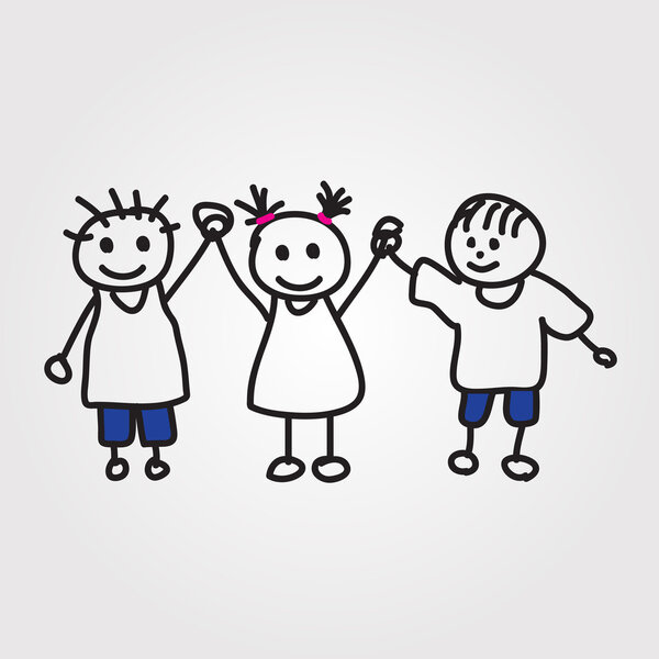 children vector hand drawn