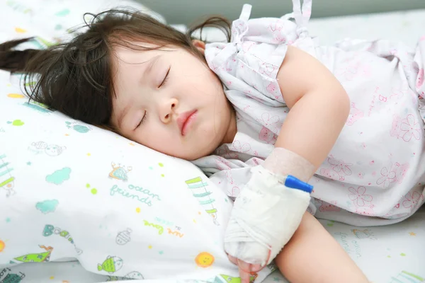 Little girl sick on the sick bed — Stock Photo, Image