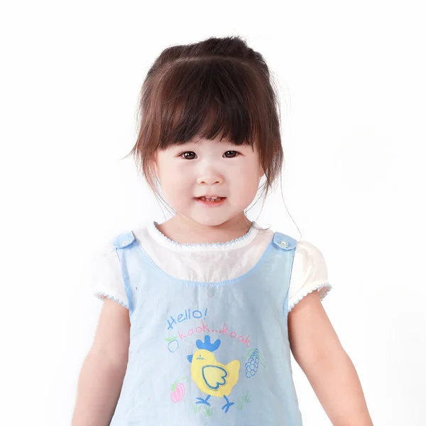 Asiática niña sobre un fondo blanco — Foto de Stock