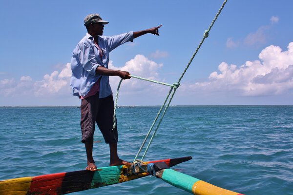 Swahili outrigger boat off Kenya Coast