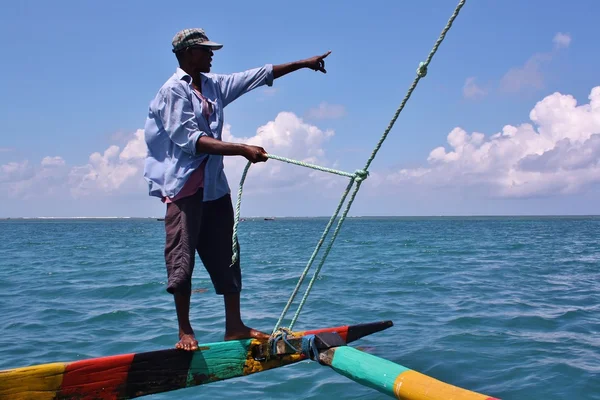 Svahilština výložníku lodí u pobřeží Keni Stock Snímky