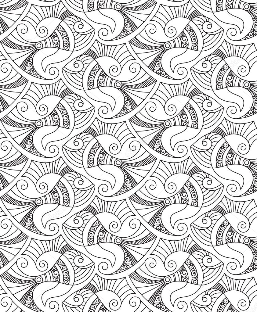 Vector editable and scalable seamless fish pattern
