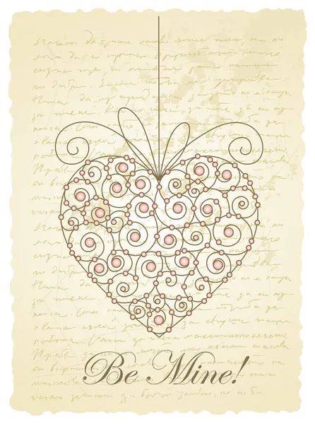 Romantiskt kort med hjärta — Stock vektor