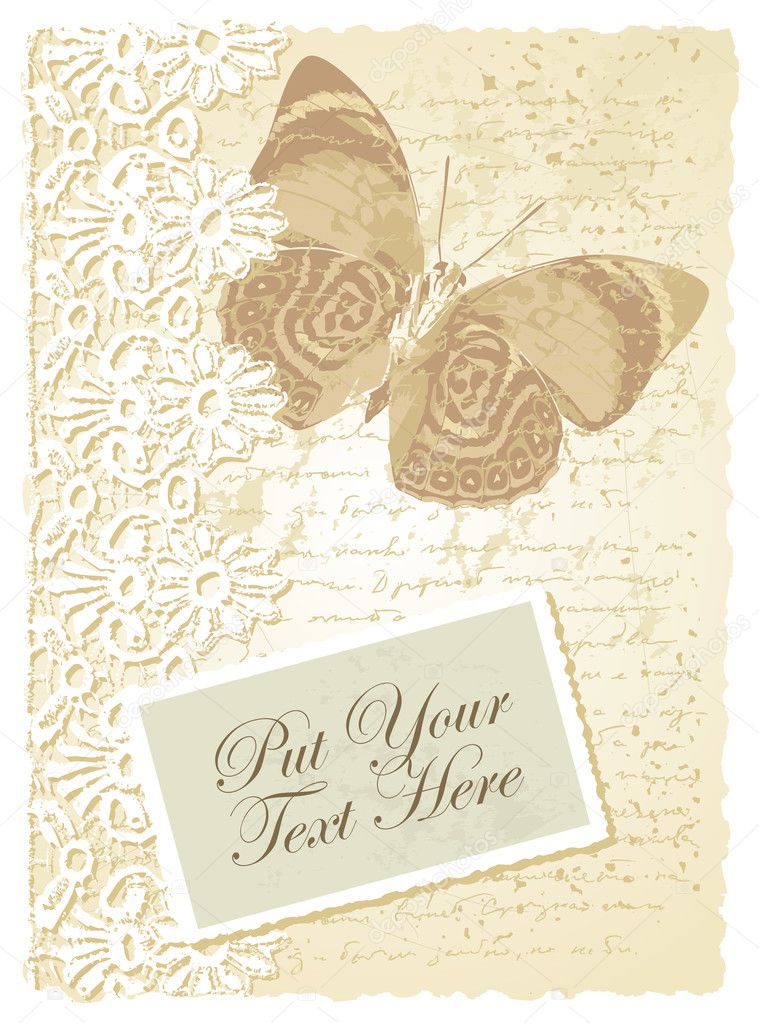 Romantic card with butterfly